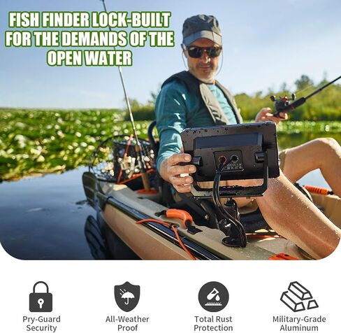Fish Finder Lock 2 PCS,Aluminum Square Alloy Fishing Graph Marine GPS Gimbal Mount Security Accessories for Garmin,Lowrance and Humminbird Sonar Radar (Black) in Saudi Arabia