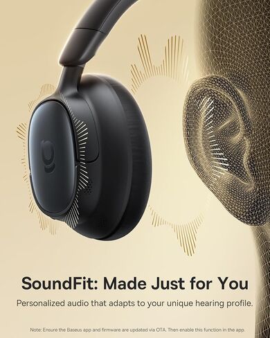 Baseus Bowie MH1 Adaptive Active Noise Cancelling Headphones, Real-Time Adaptive Hybrid ANC, SuperBass 2.0, LDAC Hi-Res Sound, 80H Playtime, Comfortable Fit, Clear Calls, Bluetooth 6.0 -Cosmic Black in Saudi Arabia