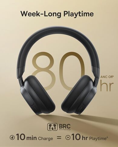 Baseus Bowie MH1 Adaptive Active Noise Cancelling Headphones, Real-Time Adaptive Hybrid ANC, SuperBass 2.0, LDAC Hi-Res Sound, 80H Playtime, Comfortable Fit, Clear Calls, Bluetooth 6.0 -Cosmic Black in Saudi Arabia