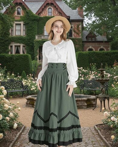 NSPSTT Victorian Dress for Women Renaissance Costume Medieval Outfit Maxi Skirts Blouse 2 pcs Set in Saudi Arabia