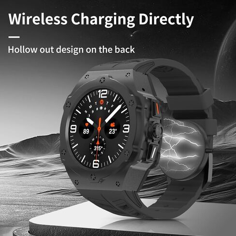 Luxury Case with Band for Samsung Galaxy Watch 8 Classic 46mm/Ultra 47mm/Watch 8 44mm, Rugged Metal Face Cover and Tactical Silicone Strap Heavy Duty Protection for Men in Saudi Arabia