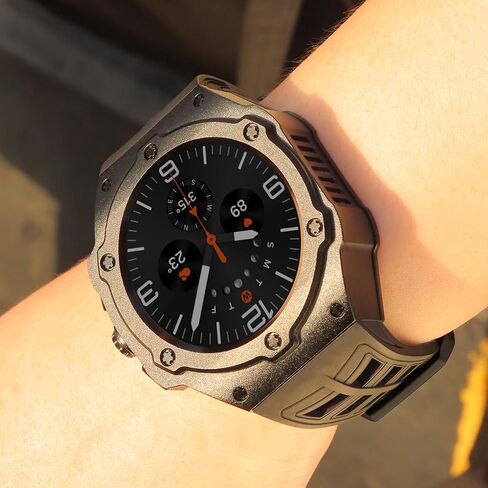 Luxury Case with Band for Samsung Galaxy Watch 8 Classic 46mm/Ultra 47mm/Watch 8 44mm, Rugged Metal Face Cover and Tactical Silicone Strap Heavy Duty Protection for Men in Saudi Arabia