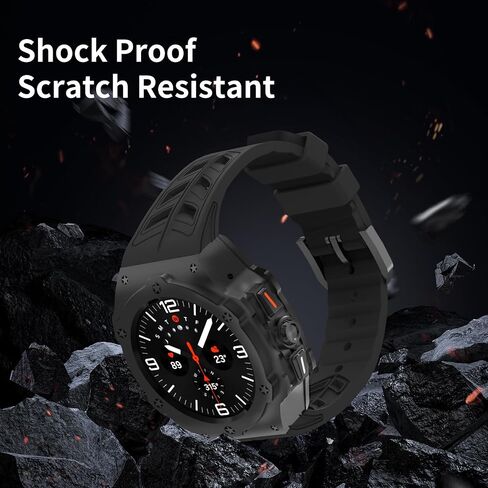 Luxury Case with Band for Samsung Galaxy Watch 8 Classic 46mm/Ultra 47mm/Watch 8 44mm, Rugged Metal Face Cover and Tactical Silicone Strap Heavy Duty Protection for Men in Saudi Arabia