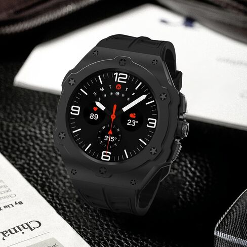 Luxury Case with Band for Samsung Galaxy Watch 8 Classic 46mm/Ultra 47mm/Watch 8 44mm, Rugged Metal Face Cover and Tactical Silicone Strap Heavy Duty Protection for Men in Saudi Arabia