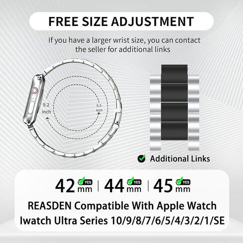 متوافق مع سوار وحافظة ساعة Apple Iwatch Ultra Series 11 10 9 8 7 6 5 4 3 2 1 SE 42 مم 46 مم 49 مم 45 مم 44 مم 41 مم 40 مم 38 مم للرجال والنساء كلاسيكي تنفيذي أنيق من الفولاذ المقاوم للصدأ للأعمال المعدنية in Kuwait