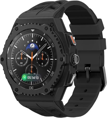 Luxury Case with Band for Samsung Galaxy Watch 8 Classic 46mm/Ultra 47mm/Watch 8 44mm, Rugged Metal Face Cover and Tactical Silicone Strap Heavy Duty Protection for Men in Saudi Arabia