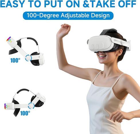 بطارية حزام الرأس لجهاز Meta Oculus Quest 3 3S، حزام رأس بطارية قابلة لإعادة الشحن 12000 مللي أمبير في الساعة، حزام النخبة قابل للتعديل مع بطارية RGB Light 8H Playtime in Saudi Arabia