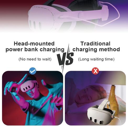 بطارية حزام الرأس لجهاز Meta Oculus Quest 3 3S، حزام رأس بطارية قابلة لإعادة الشحن 12000 مللي أمبير في الساعة، حزام النخبة قابل للتعديل مع بطارية RGB Light 8H Playtime in Saudi Arabia