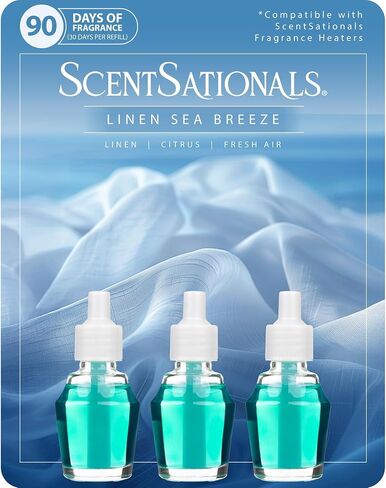 Scentsationals Fragrance Oil Plug In Air Freshener Refills 3-Pack - Linen Sea Breeze - Compatible with ScentSationals & Fusion Diffusers, Long-Lasting Home Fragrance, 0.8 fl oz Each in Saudi Arabia