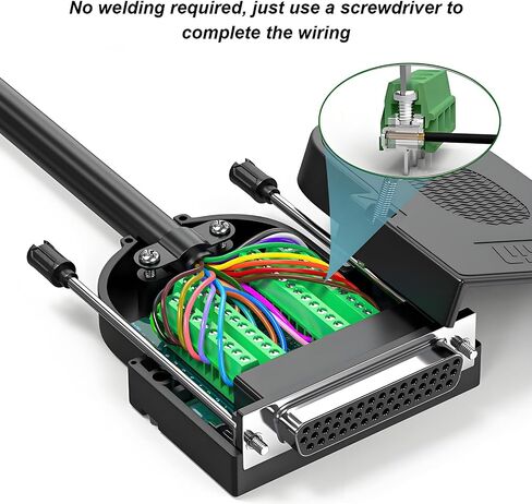 DB44 Solderless Connector, Male RS232 D-SUB Serial to 44-pin Port Terminal Adapter Breakout Board with Case Long Bolts Nuts in Saudi Arabia