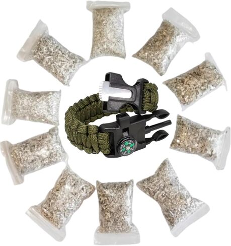 Fire Starter Kit with 10 Bags Magnesium Shavings + 5-in-1 Survival Tool + Optional Wax Rope & Emergency Blanket | Camping, Hiking, Bushcraft Gear in Saudi Arabia