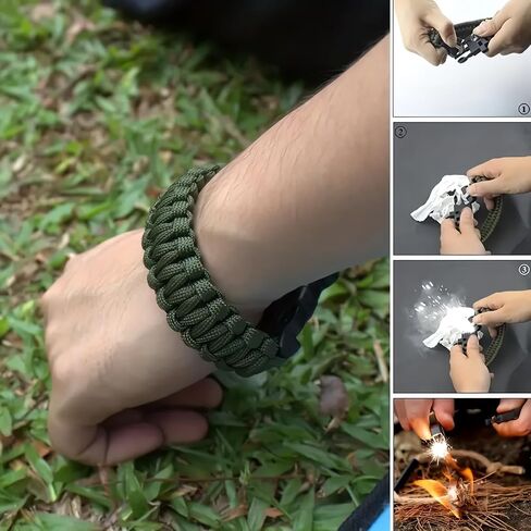 Fire Starter Kit with 10 Bags Magnesium Shavings + 5-in-1 Survival Tool + Optional Wax Rope & Emergency Blanket | Camping, Hiking, Bushcraft Gear in Saudi Arabia