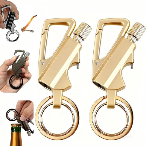 Keychain Metal Permanent Match Kerosene Lighter Reusable Outdoor Emergency Flint Fire Starter with Multitools Bottle Opener in Saudi Arabia