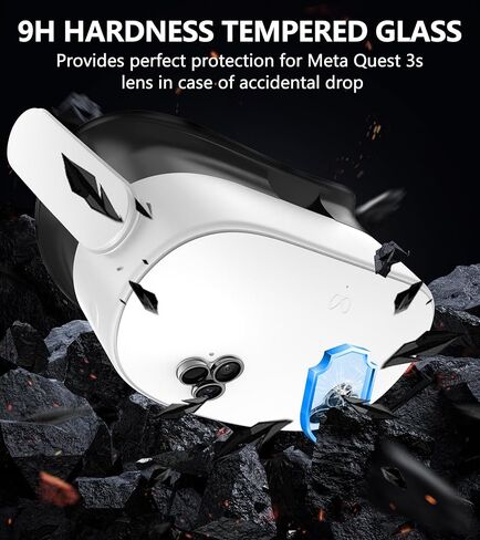 واقي عدسة الكاميرا مكون من قطعتين لـ Meta/Oculus Quest 3s، غطاء عدسة ملحقات الواقع الافتراضي، واقي شاشة كامل الغطاء من الزجاج المقسى 9H، مضاد للخدش ومضاد لبصمات الأصابع لتعزيز وضوح الواقع الافتراضي (عبوتان فضيتان) in Kuwait