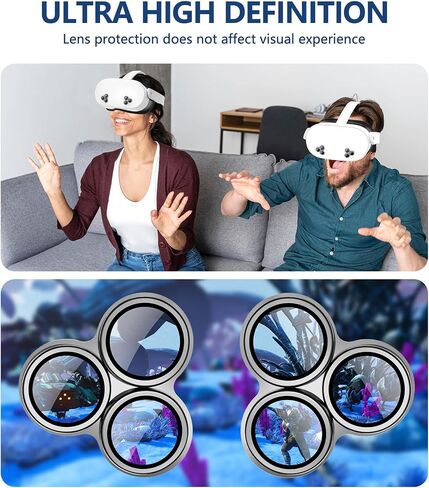 واقي عدسة الكاميرا مكون من قطعتين لـ Meta/Oculus Quest 3s، غطاء عدسة ملحقات الواقع الافتراضي، واقي شاشة كامل الغطاء من الزجاج المقسى 9H، مضاد للخدش ومضاد لبصمات الأصابع لتعزيز وضوح الواقع الافتراضي (عبوتان فضيتان) in Kuwait