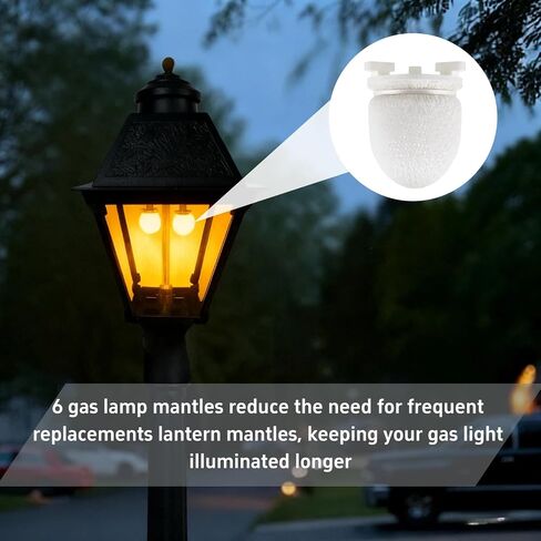 6PCS Gas Lamp Mantles Propane Lantern Mantles for Indoor Outdoor Gas Lights Preformed Gaslight Mantel for Humphrey/Paulin/Falks Gas Lantern Covers, White in Saudi Arabia