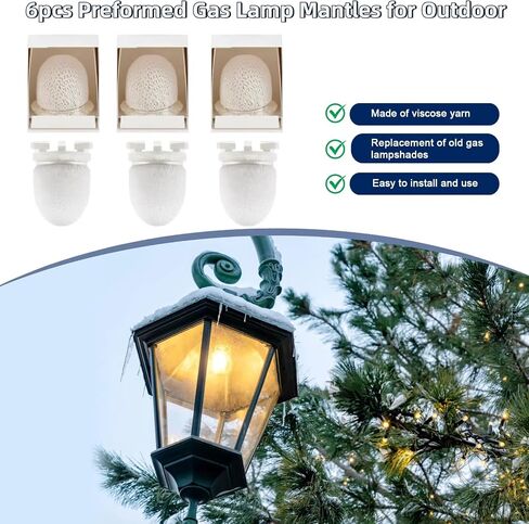6PCS Gas Lamp Mantles Propane Lantern Mantles for Indoor Outdoor Gas Lights Preformed Gaslight Mantel for Humphrey/Paulin/Falks Gas Lantern Covers, White in Saudi Arabia
