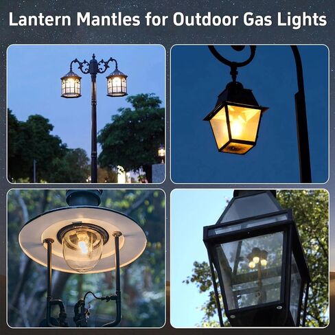 6PCS Gas Lamp Mantles Propane Lantern Mantles for Indoor Outdoor Gas Lights Preformed Gaslight Mantel for Humphrey/Paulin/Falks Gas Lantern Covers, White in Saudi Arabia