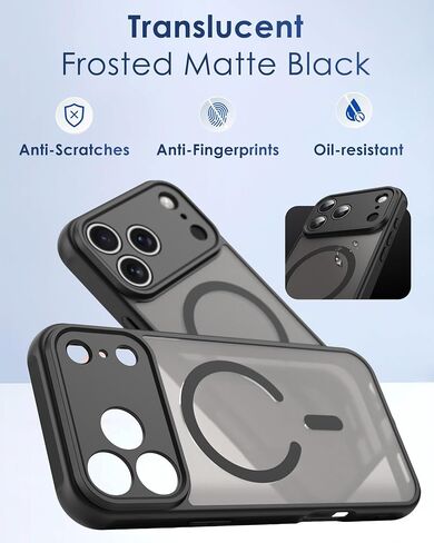 iPhone 17 Pro Max 6.9" Black case Compatible with MagSafe. Slim, Shockproof TPU+PC Bumper Offers Strong Drop and Scratch Protection. Magnetic, Durable, and Charger-Friendly Protective Cover. in Saudi Arabia