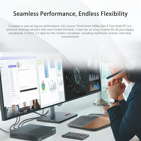 كمبيوتر مكتبي صغير الحجم Lenovo ThinkCentre M90q Business، Intel 14-Core i5-13500، ذاكرة الوصول العشوائي DDR5 سعة 32 جيجابايت، SSD 1 تيرابايت، دعم شاشتين 4K، HDMI، DP، Wi-Fi، لوحة مفاتيح سلكية وماوس، Windows 11 Pro، حزمة محرك أقراص فلاش USB Adata in Kuwait