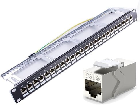 24 منفذًا محميًا أنثى CAT6A RJ45 لوحة التصحيح دعامة الإسكان المعدنية 10 جيجا تمرير CAT.6A UTP إطار تثبيت الشبكة مقاس 19 بوصة (لوحة التوصيلات فقط) in Kuwait