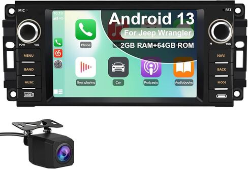 Car Radio for Jeep Wrangler JK 2007-2018 Dodge RAM 1500 2500 3500 2009-2012 | Jeep Wrangler JK 2007-2018 Dodge RAM 1500 2500 3500 2009-2012 4 Core CPU 64G ROM with CarPlay/Android Auto/GPS/Backup Camera in Saudi Arabia