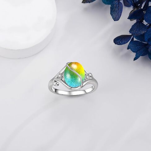 Jade/Opal Ring S925 Sterling Silver Vintage Oval Green Jade/White Opal Ring Gemstone Jewelry Gifts for Women in Saudi Arabia