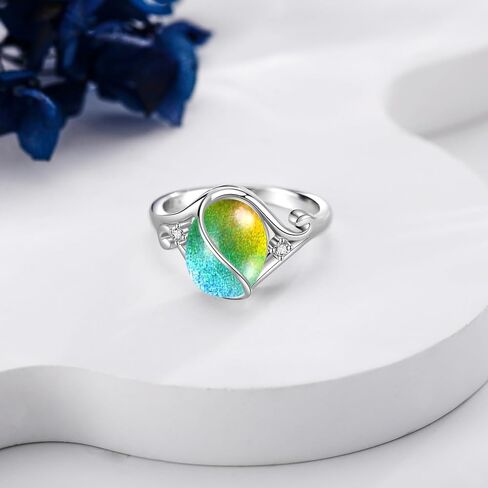 Jade/Opal Ring S925 Sterling Silver Vintage Oval Green Jade/White Opal Ring Gemstone Jewelry Gifts for Women in Saudi Arabia