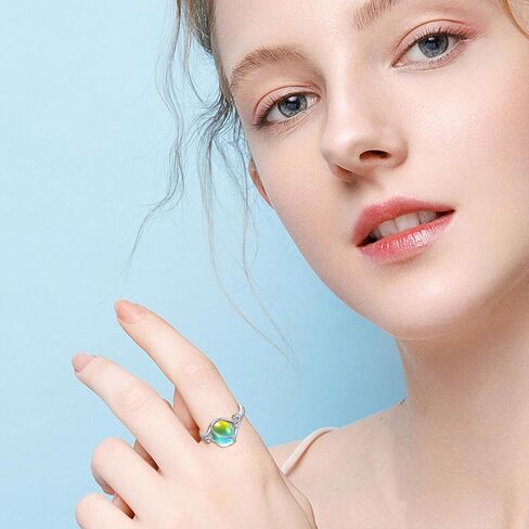 Jade/Opal Ring S925 Sterling Silver Vintage Oval Green Jade/White Opal Ring Gemstone Jewelry Gifts for Women in Saudi Arabia
