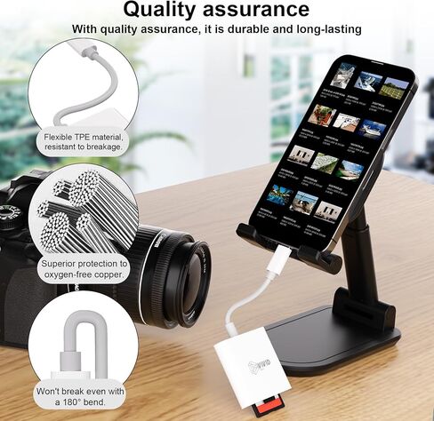 SD Card Reader, SD Card Reader for iPhone 17/16/15 Pro Max/iPad/MacBook, USB C SD Cards Reader for Camera Viewer, Support SD, Micro SD & TF Card, Plug and Play, No App Driver Required in Saudi Arabia
