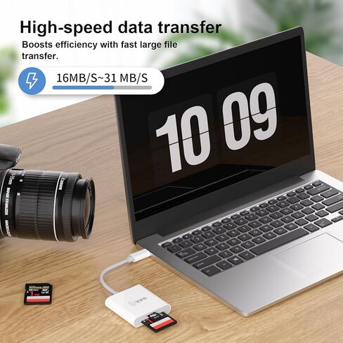 SD Card Reader, SD Card Reader for iPhone 17/16/15 Pro Max/iPad/MacBook, USB C SD Cards Reader for Camera Viewer, Support SD, Micro SD & TF Card, Plug and Play, No App Driver Required in Saudi Arabia