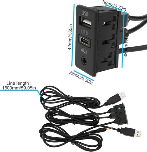 محول كابل لوحة AUX وراديو USB من النوع C بطول 1.5 متر للسيارات in Kuwait