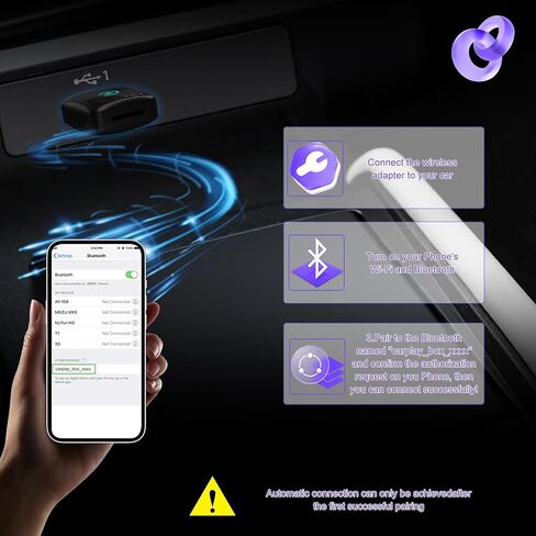 محول Feitenn Wireless CarPlay لأجهزة Apple iPhone، اتصال سلس متعدد المستخدمين، تحويل سلكي إلى تشغيل سيارة لاسلكي، عصا دونجل لسيارة Apple السلكية CarPlay، لهاتف iPhone iOS 10+، التوصيل والتشغيل (أسود) in Kuwait