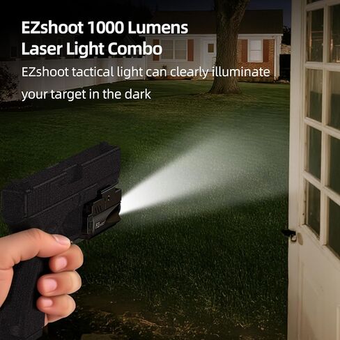 EZshoot 1000 Lumens Pistol Light Laser Combo, Rechargeable Gun Light with Green Laser Beam, Tactical Flashlight with Slid Rail Compatible with Glock and Picatinny Rail, Handgun Lights for Home Defense in Saudi Arabia