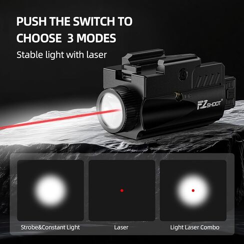 EZshoot 1000 Lumens Pistol Light Laser Combo, Rechargeable Gun Light with Green Laser Beam, Tactical Flashlight with Slid Rail Compatible with Glock and Picatinny Rail, Handgun Lights for Home Defense in Saudi Arabia