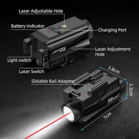 EZshoot 1000 Lumens Pistol Light Laser Combo, Rechargeable Gun Light with Green Laser Beam, Tactical Flashlight with Slid Rail Compatible with Glock and Picatinny Rail, Handgun Lights for Home Defense in Saudi Arabia