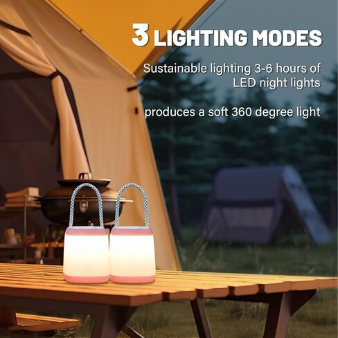 ضوء LED للتخييم 3 أوضاع إضاءة تعمل بالبطارية ضوء ليلي لحقيبة الظهر والتخييم والمشي لمسافات طويلة ضوء الطوارئ مصباح يعمل بالبطارية للأماكن الخارجية والداخلية (وردي) in Saudi Arabia