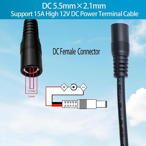 3.3ft 16AWG DC5525 Power Terminal Cable, DC 5.5mm×2.5mm Male Barrel Jack Connector, for CCTV Surveillance Camera, DVR, LED Light Strips, and Other DIY Power Cable Repairs,3-Pack in Saudi Arabia