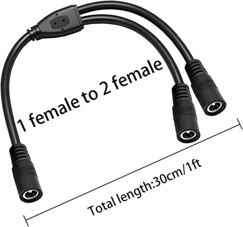 3 عبوات 18AWG DC 5.5 مم × 2.1 مم 12 فولت/24 فولت تيار مستمر كابل مقسم الطاقة، 1 أنثى إلى 2 ذكر لكاميرات المراقبة CCTV، وشرائط إضاءة LED، والأجهزة الأخرى ذات مدخل واحد ومصدر طاقة مزدوج الإخراج. in Kuwait