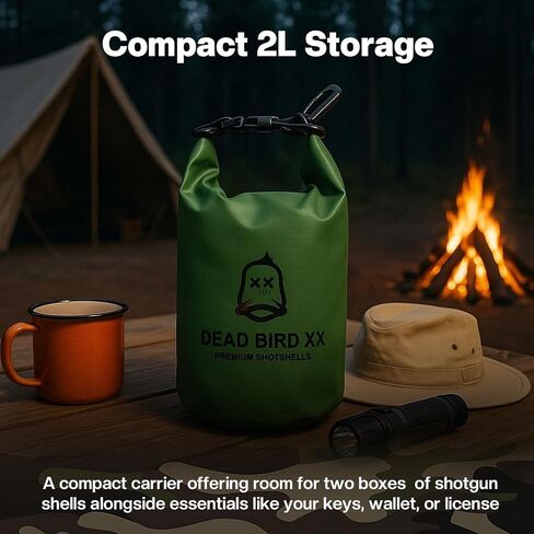 حقيبة صدفة مقاومة للماء من Dead Bird، حقيبة جافة مقاومة للماء سعة 2 لتر للقوارب والتخييم والصيد والسفر، حقيبة جافة من القماش المشمع PVC 500D خضراء لتخزين المعدات في الهواء الطلق in Kuwait