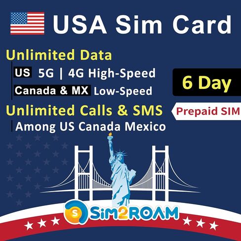 USA Prepaid SIM Card| Local Native US Sim |Unlimited 5G/4G Internet Data in USA (Hawaii Included)+Unlimited Low-Speed Data in Canada and Mexico|Unlimited Calls and Texts Among US, CA and MX (9 Days) in Saudi Arabia
