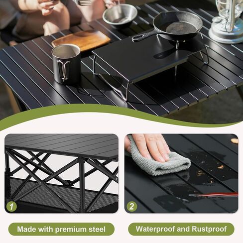 4FT Folding Camping Table,Portable Roll-up Picnic Table with Carry Bag & Mesh Storage,Lightweight Camp Table for Camping,Picnic,Backyard,Party,Patio,BBQ in Saudi Arabia