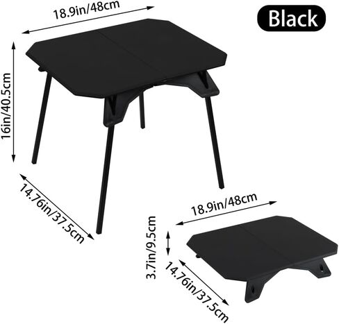 Folding Camping Table,Outdoor Small Portable Aluminum Camp Table with Backpacking Carrying Bag for Camping Beach Picnic Grilling Hiking FishingTravel (Black) in Saudi Arabia