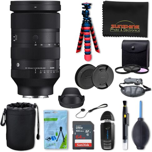 عدسة Sigma 28-105mm f2.8 DG DN Art لكاميرا Sony E مع مجموعة صور Sunshine الاحترافية - ضمان الشركة المصنعة بالولايات المتحدة الأمريكية لمدة 4 سنوات in Saudi Arabia