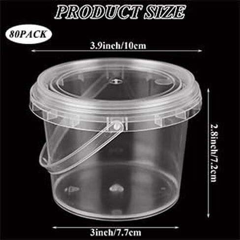 LOYORTY 35 PCS 16 oz Slime Containers with Lids and Handles, Plastic 500ml Storage Bucket Containers, Clear Slime Storage Case for Slime DIY Art Craft, Pigment, Small Tools, Part Material in Saudi Arabia
