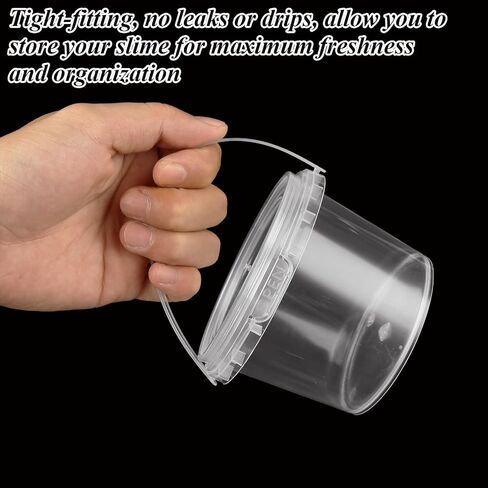 LOYORTY 35 PCS 16 oz Slime Containers with Lids and Handles, Plastic 500ml Storage Bucket Containers, Clear Slime Storage Case for Slime DIY Art Craft, Pigment, Small Tools, Part Material in Saudi Arabia