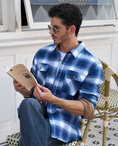EKLENTSON قمصان رجالية من الفلانيل خفيفة الوزن من القطن بأزرار سفلية وأكمام طويلة قمصان جيب منقوشة غير رسمية للعمل في الهواء الطلق in Saudi Arabia