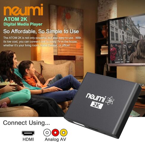 مشغل الوسائط الرقمية NEUMI Atom 4K Lite Ultra-HD لمحركات أقراص USB وبطاقات SD - تشغيل مقاطع فيديو 4K/UHD، HEVC/H.265، HDMI وAV التناظري، التشغيل التلقائي، الحلقات، قدرة التشغيل (متجددة) in Saudi Arabia