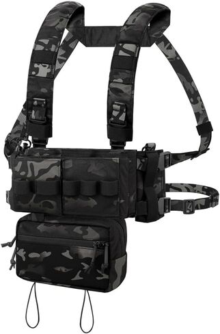 KRYDEX Micro Chest Rig with 5.56/7.62 Magazine Holder,Wing Pouches,Dangler Pouch,Fat Strap Shoulder Harness Set in Saudi Arabia