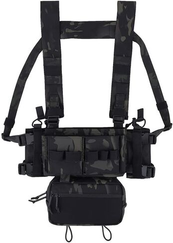 KRYDEX Micro Chest Rig with 5.56/7.62 Magazine Holder,Wing Pouches,Dangler Pouch,Fat Strap Shoulder Harness Set in Saudi Arabia